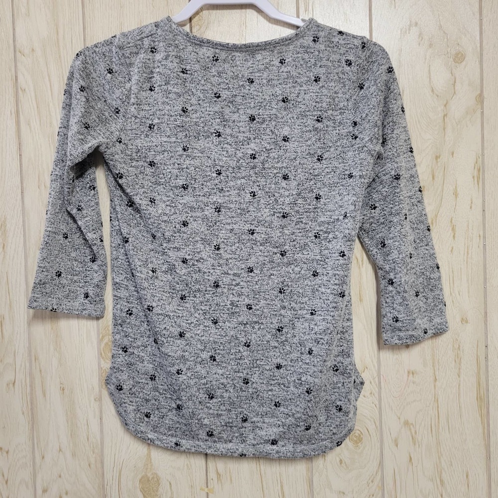 ARMAND THIERY Gray Black paw 3/4 Sleeve blouse - Picture 5 of 5
